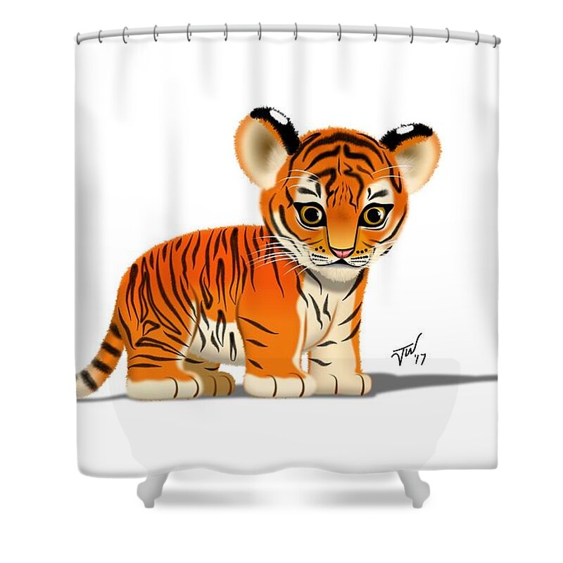 Wildlife Shower Curtain featuring the digital art Tiger Cub by John Wills