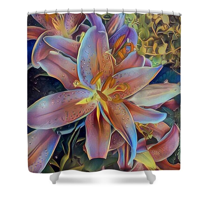 Tiger Lily Shower Curtain featuring the digital art Tiger Lily 1 by Patty Vicknair