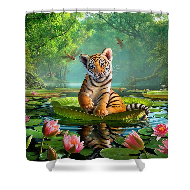 Tiger Shower Curtain featuring the digital art Tiger Lily by Jerry LoFaro