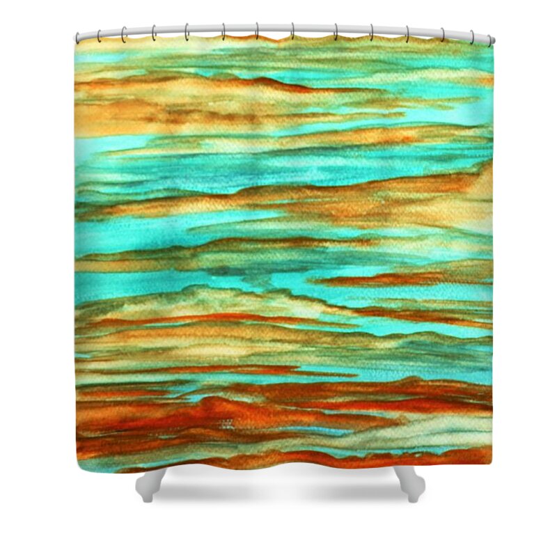 Barbara Shower Curtain featuring the painting Tiger Sky by Barbara Donovan
