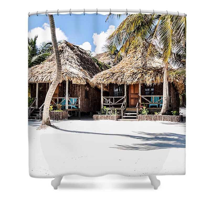 Ambergris Caye Shower Curtain featuring the photograph Tiki Huts by Lawrence Burry