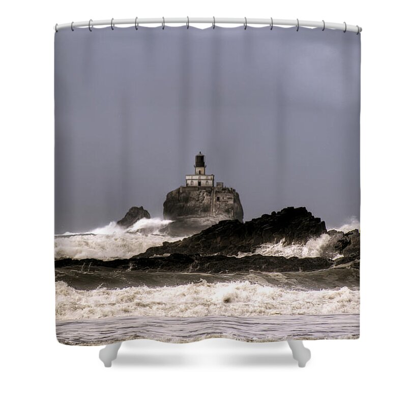 Hdr Shower Curtain featuring the photograph Tillamook Lighthouse by Brad Granger
