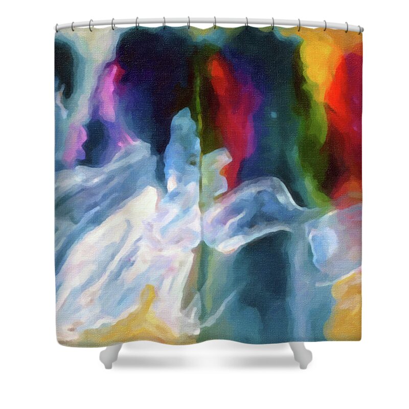 Time-management Abstract Painting Shower Curtain featuring the mixed media Time-Management by Don Wright