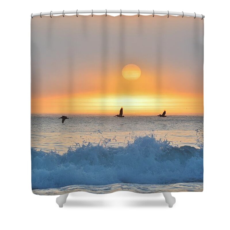 Obx Sunrise Shower Curtain featuring the photograph Time to fly by Barbara Ann Bell