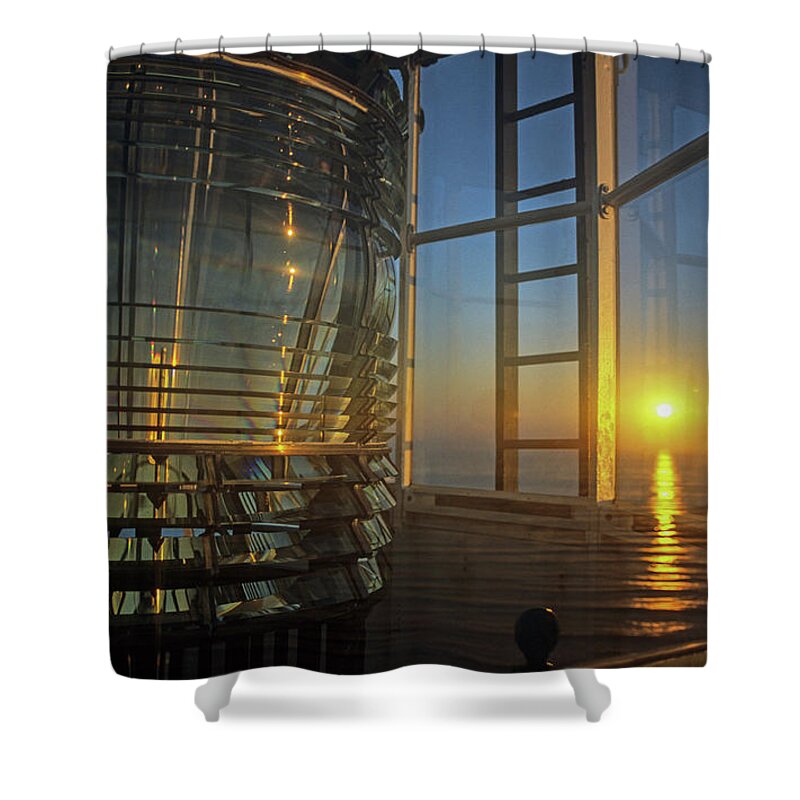 Light House Shower Curtain featuring the photograph Time to go to work by David Shuler