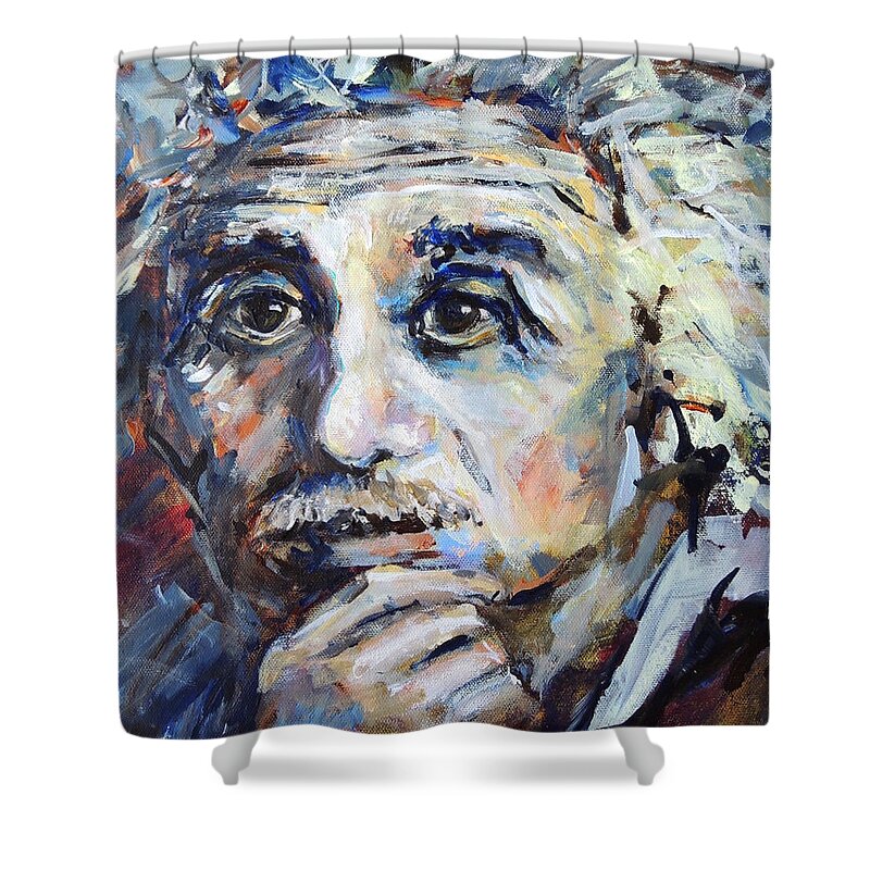 Schiros Shower Curtain featuring the painting Time to Think by Mary Schiros
