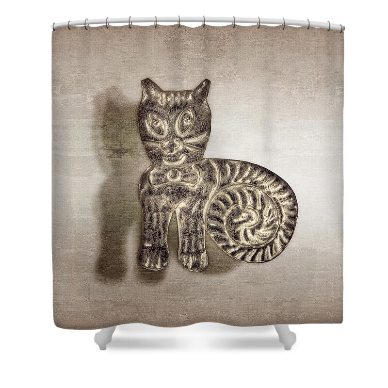 Good Luck Shower Curtain featuring the photograph Tin Cat by YoPedro
