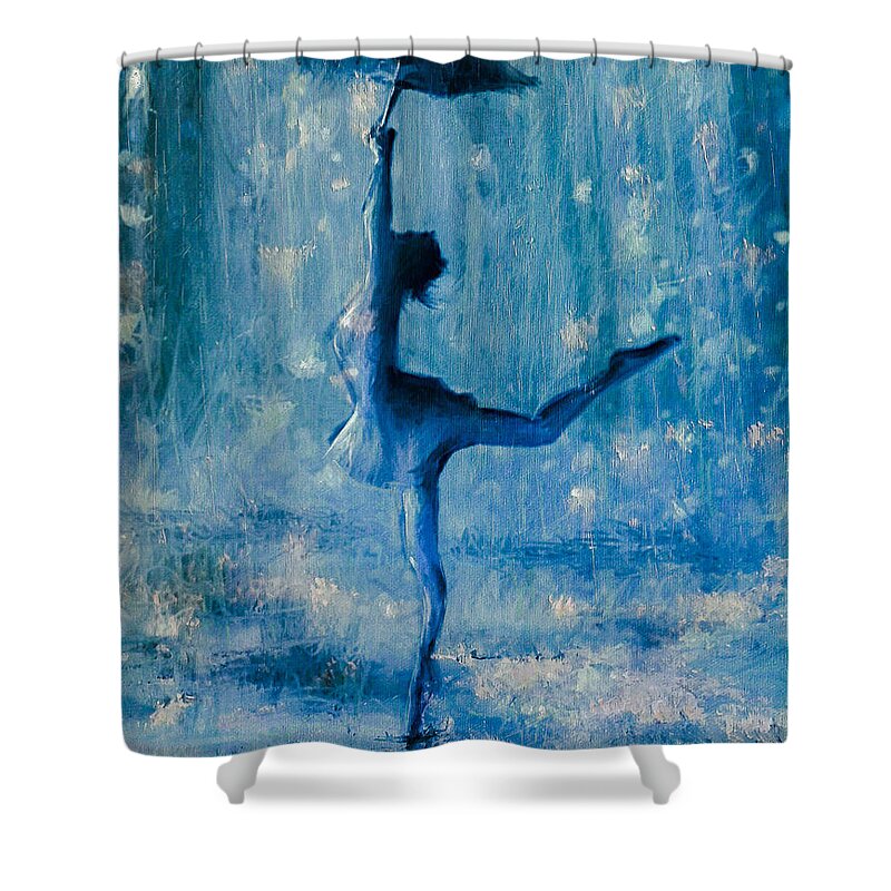 Tiny Shower Curtain featuring the painting Tiny Dancer by Mark Tonelli