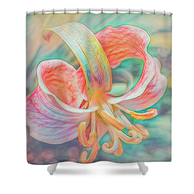 Garden Shower Curtain featuring the photograph Tiny Wild Lily in Soft Watercolors by Debra and Dave Vanderlaan