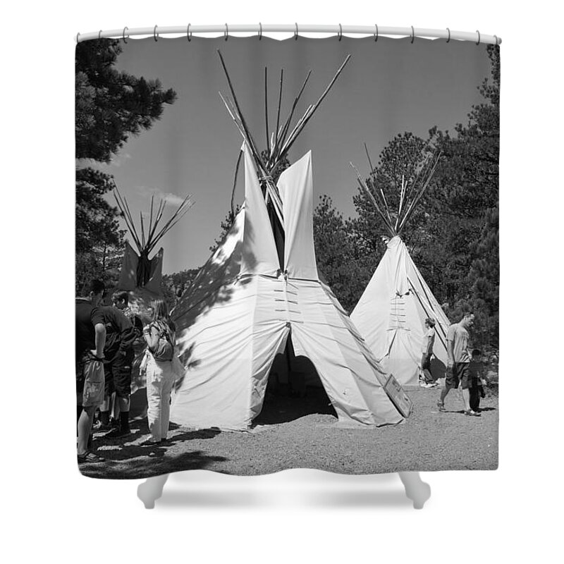 Tipi Shower Curtain featuring the photograph Tipis in Black Hills by Matt Quest