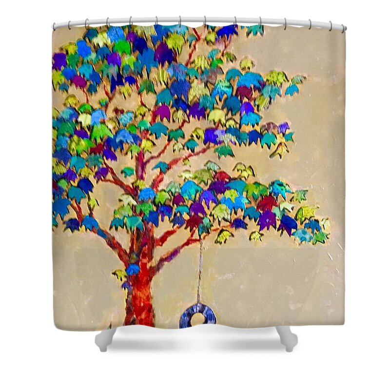 Tree Shower Curtain featuring the painting Tired Tree by Phiddy Webb