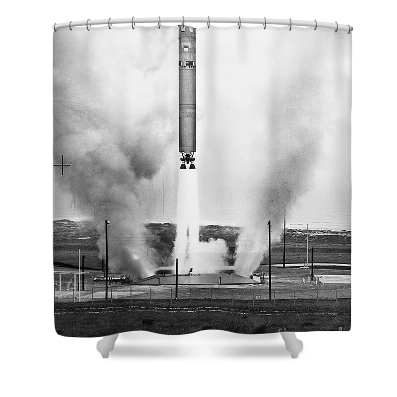 1964 Shower Curtain featuring the photograph Titan Missile, 1964 by Granger