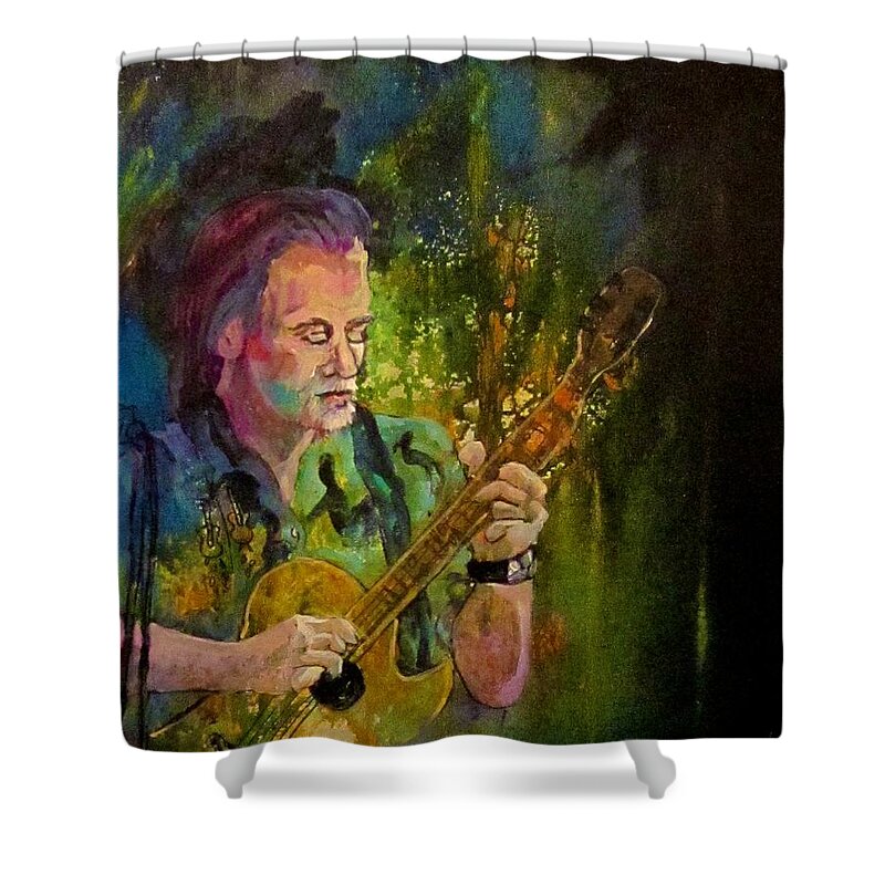 Musician Shower Curtain featuring the painting TJ by Barbara O'Toole