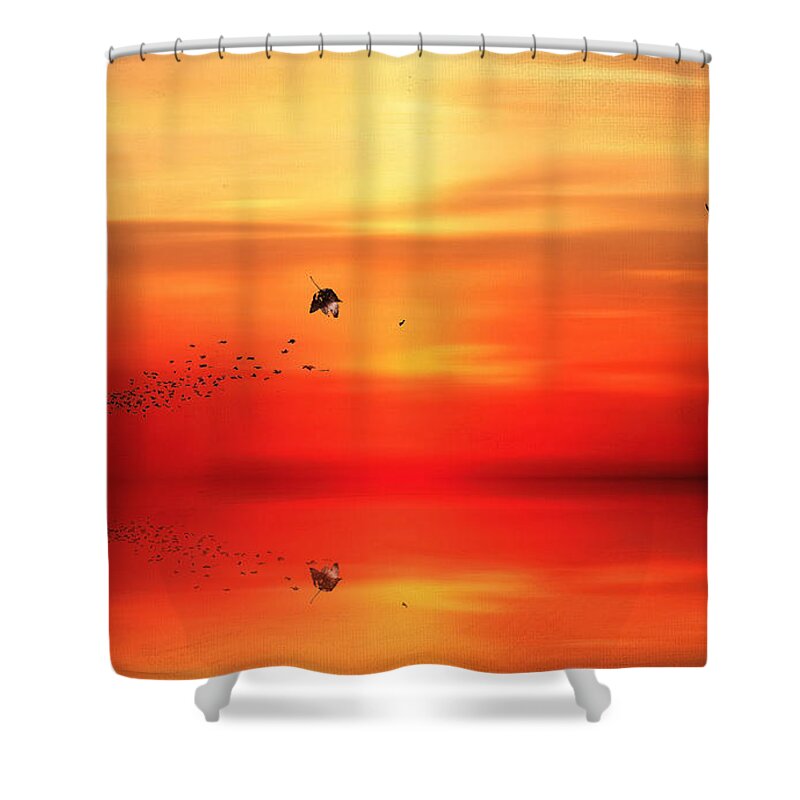 Maple Tree Shower Curtain featuring the painting To Autumn by Lourry Legarde