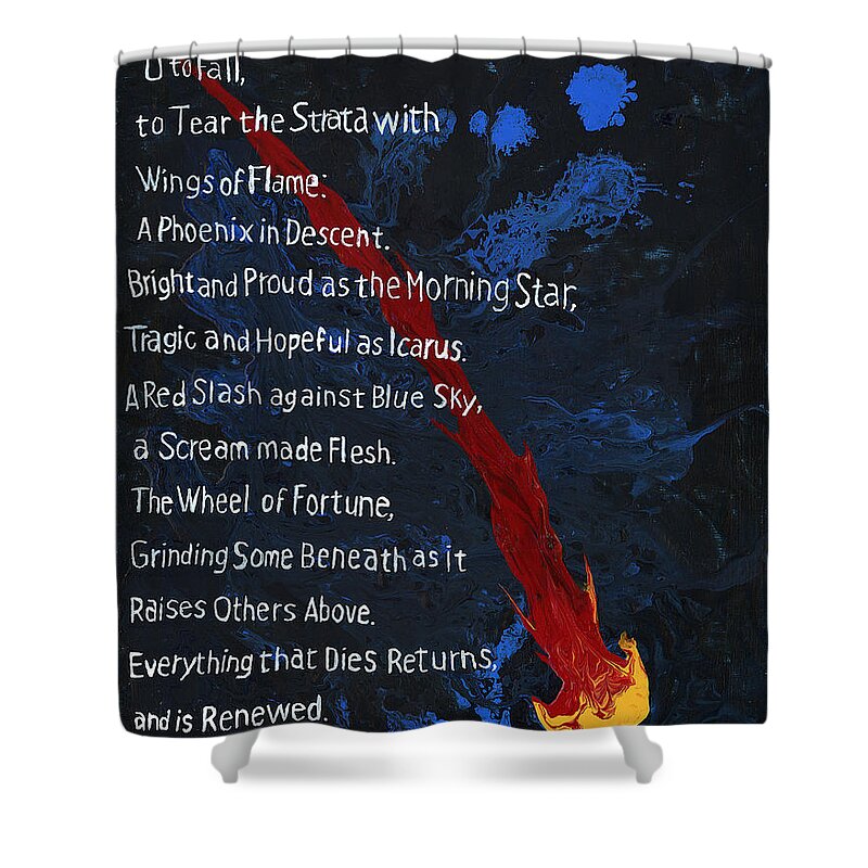 Phoenix Shower Curtain featuring the painting To Fall by Matthew Mezo