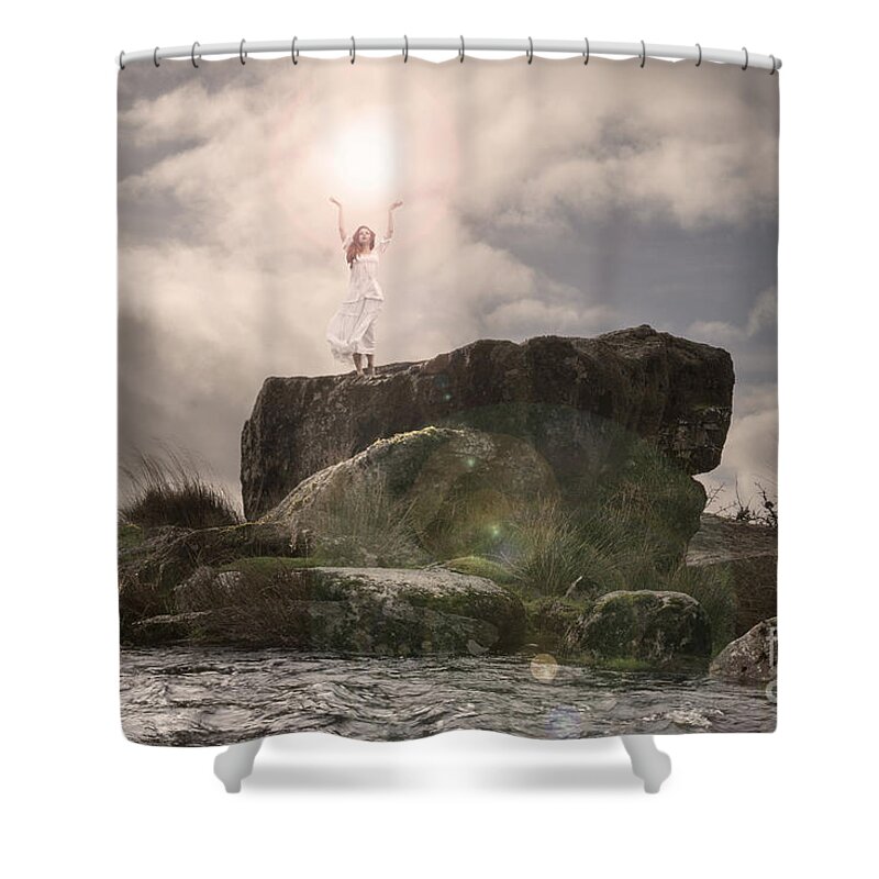 Woman Shower Curtain featuring the photograph To hold the light by Clayton Bastiani