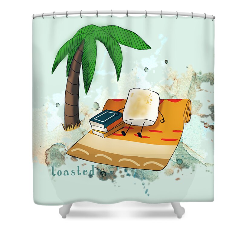 Toasted Shower Curtain featuring the digital art Toasted Illustrated by Heather Applegate