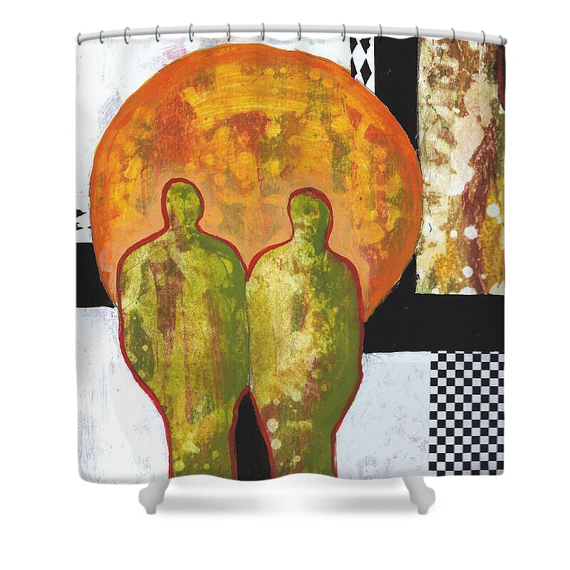 Abstract Shower Curtain featuring the painting Together by Elise Boam