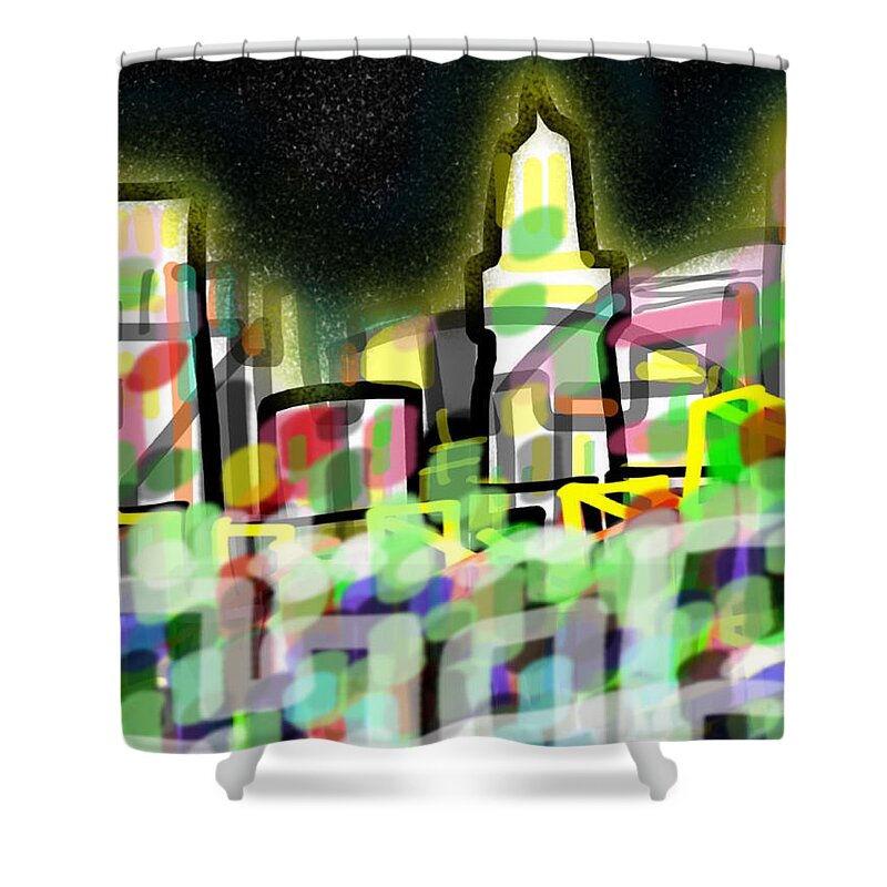 Abstracts Shower Curtain featuring the painting Tokyo Buzz by Frances Ku