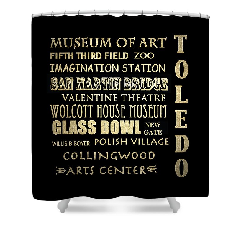 Toledo Shower Curtain featuring the digital art Toledo Ohio Famous Landmarks by Patricia Lintner