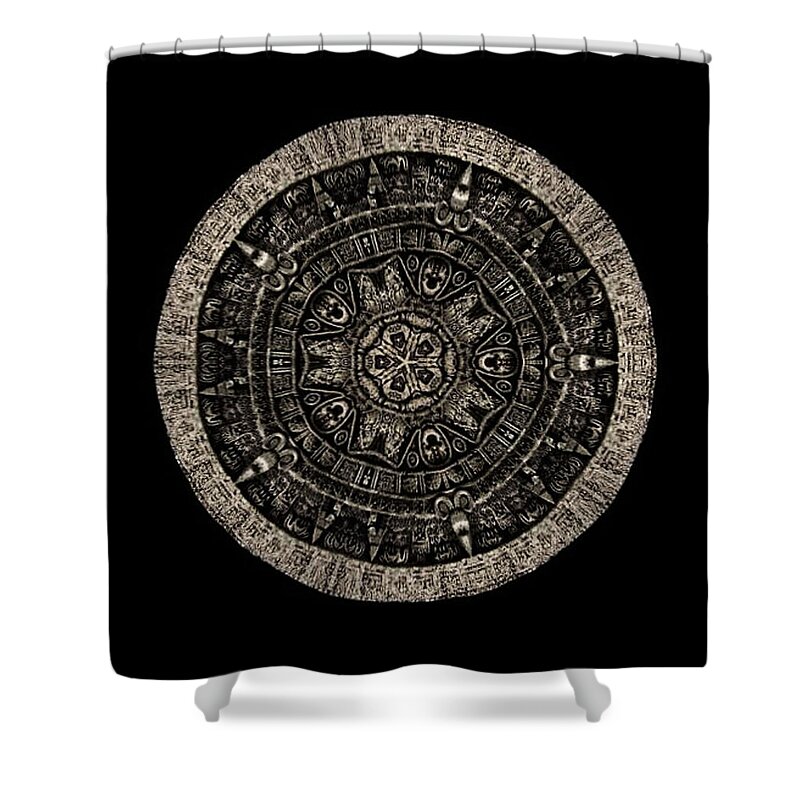 Aztec Shower Curtain featuring the digital art Mandala by 'REA' Gallery