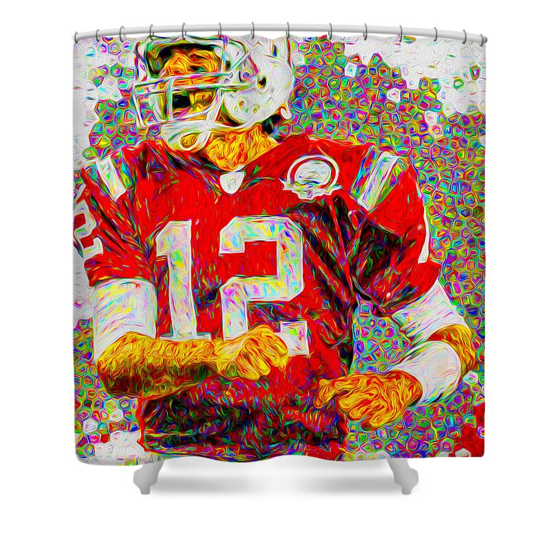 Tom Brady Shower Curtain featuring the photograph Tom Brady New England Patriots Football NFL Painting Digitally by David Haskett II