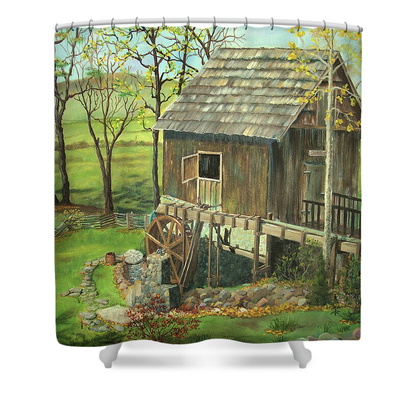 Mill Shower Curtain featuring the painting Tom Lott's Mill in Georgia by Nicole Angell