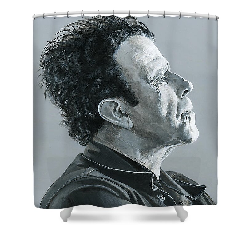 Tom Waits Shower Curtain featuring the painting Tom Waits by Matthew Mezo