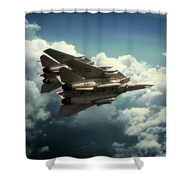 F14 Shower Curtain featuring the digital art Tomcat Prowlers by Airpower Art