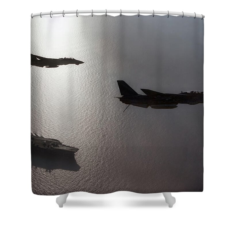 Aviation Shower Curtain featuring the photograph Tomcat Silhouette by Peter Chilelli