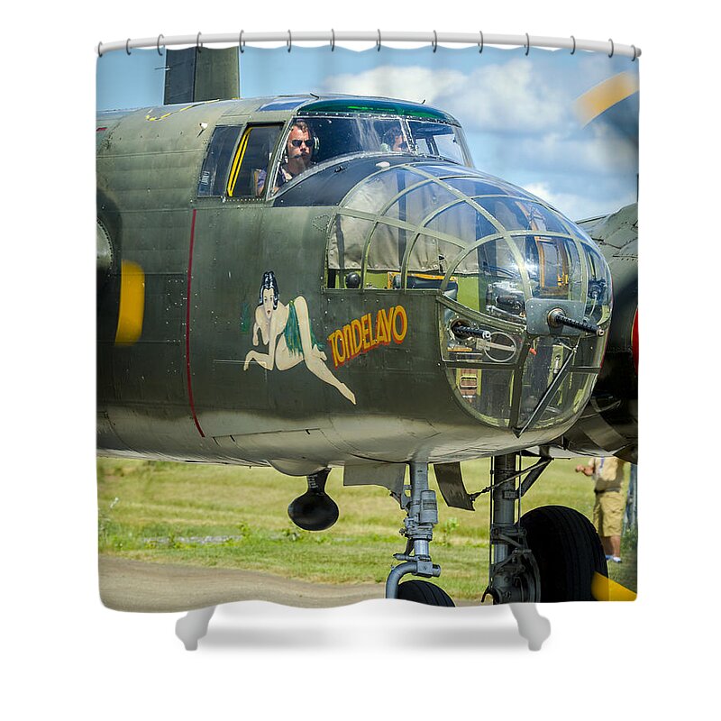2 Shower Curtain featuring the photograph Tondelayo B-25 by Jack R Perry