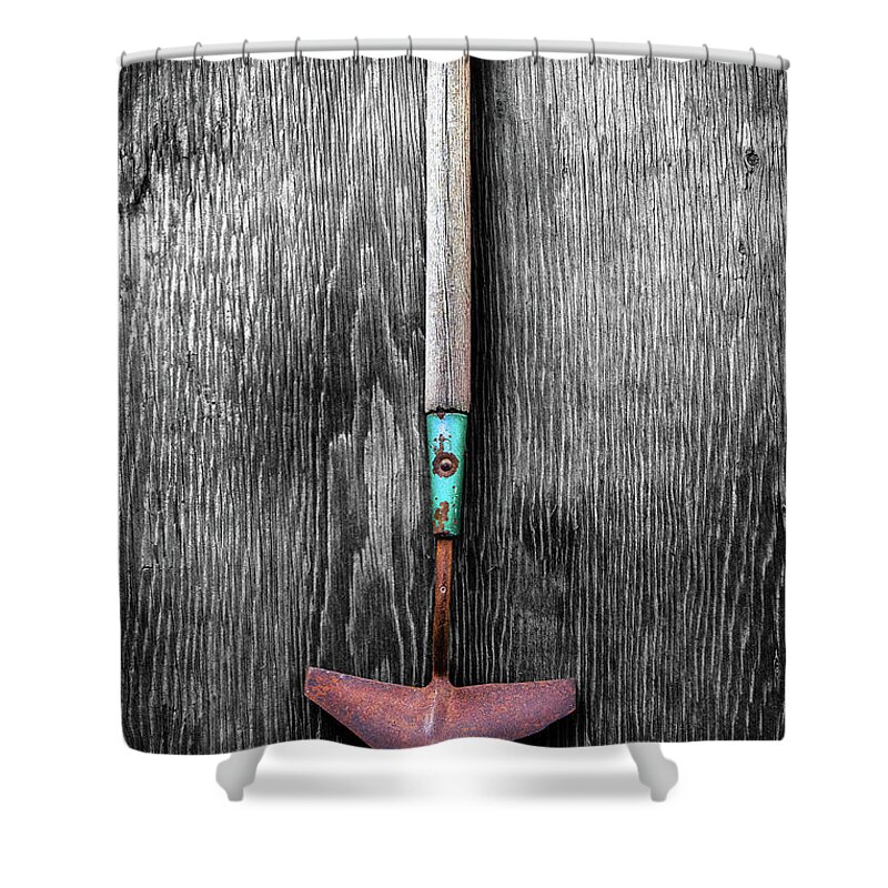 Antique Shower Curtain featuring the photograph Tools On Wood 50 on BW by YoPedro