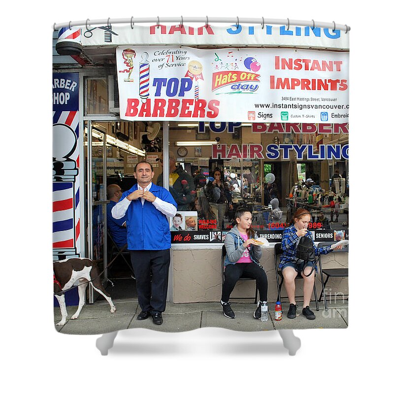 Jim The Barber Shower Curtain featuring the photograph Top Barbers by Bill Thomson