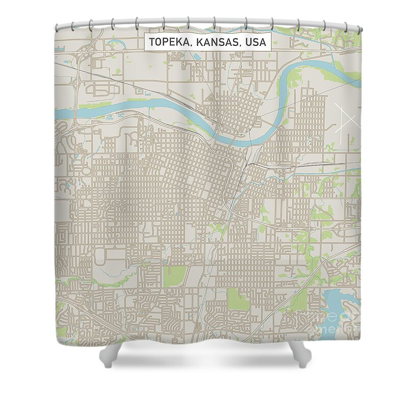 Topeka Shower Curtain featuring the digital art Topeka Kansas US City Street Map by Frank Ramspott