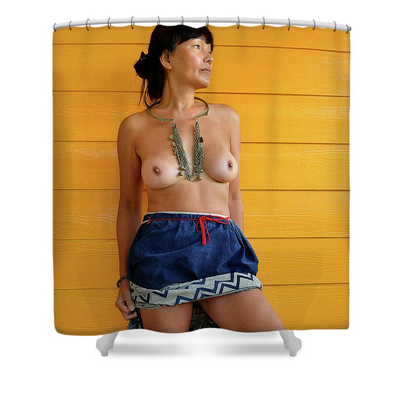 Topless Shower Curtain featuring the photograph topless Black Hmong by Thu Nguyen