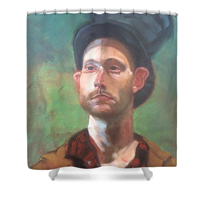 Jaeme Bereal Shower Curtain featuring the painting Topper by Kim Kent
