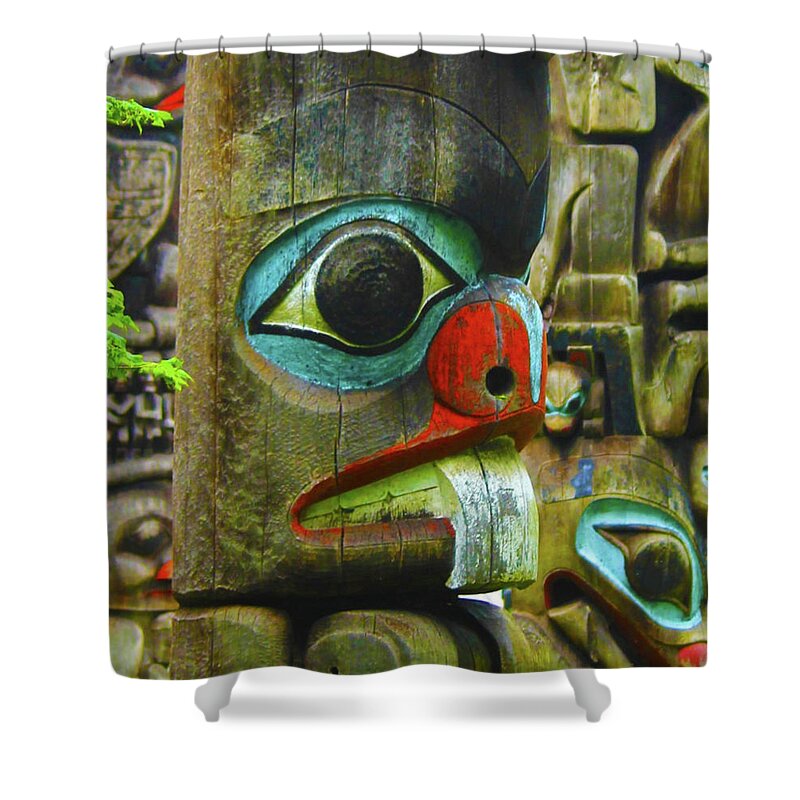 British Columbia Totem Poles Shower Curtain featuring the photograph Totem Poles by Rod Whyte