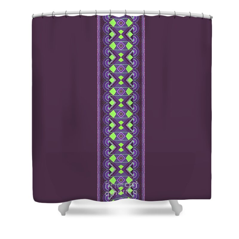 Hope Shower Curtain featuring the mixed media Touch of Color - Green and Purple Variation by Helena Tiainen