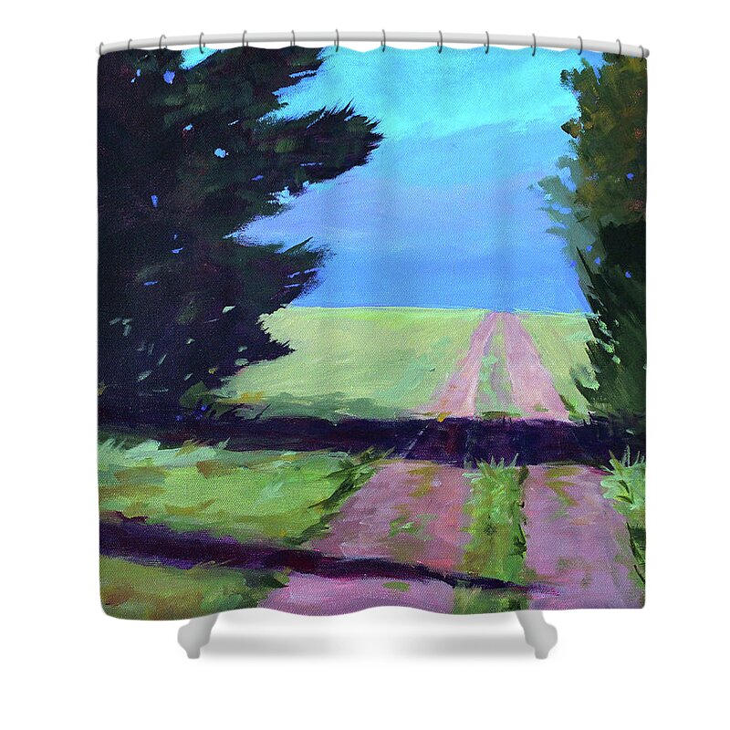 Western Landscape Painting Shower Curtain featuring the painting Toward the Endless Prairie by Nancy Merkle