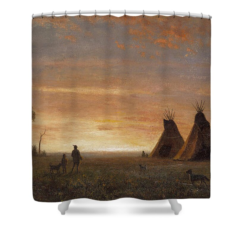 Albert Bierstadt Shower Curtain featuring the painting Toward The Setting Sun by MotionAge Designs