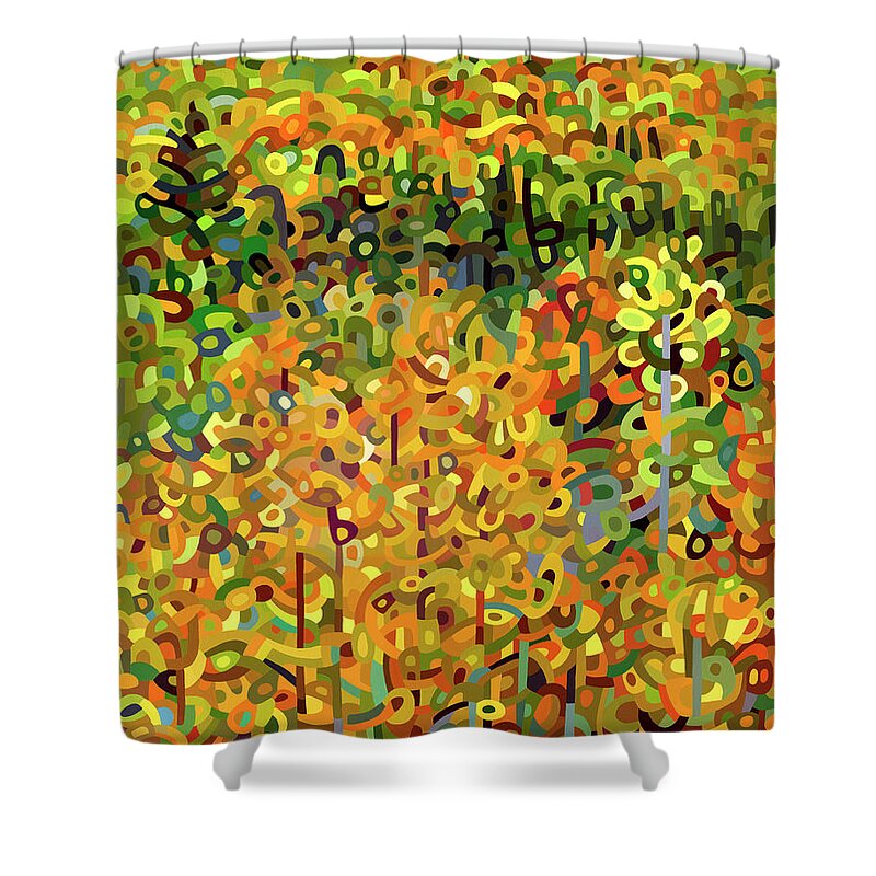 Fine Art Shower Curtain featuring the painting Towards Autumn by Mandy Budan