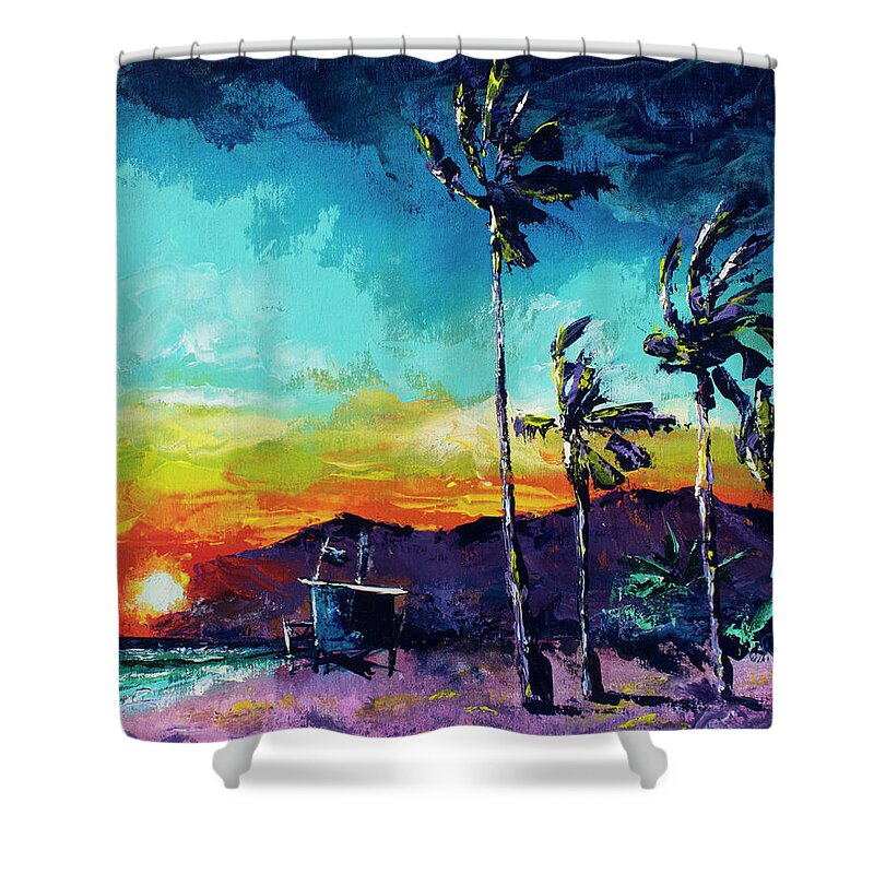 Tropical Art Shower Curtain featuring the painting Tower Life 1 by Nelson Ruger