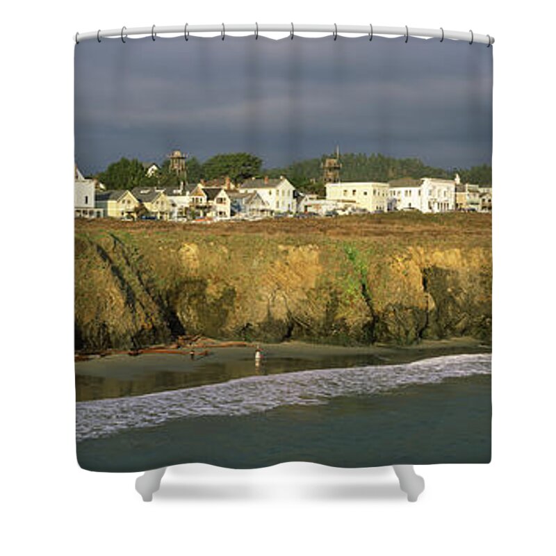 Photography Shower Curtain featuring the photograph Town At The Seaside, Mendocino by Panoramic Images