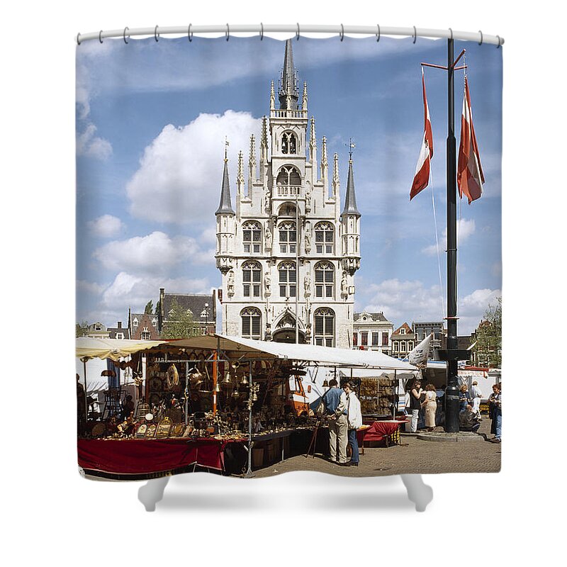 Town Hall Shower Curtain featuring the photograph Town-hall and marketplace by Casper Cammeraat