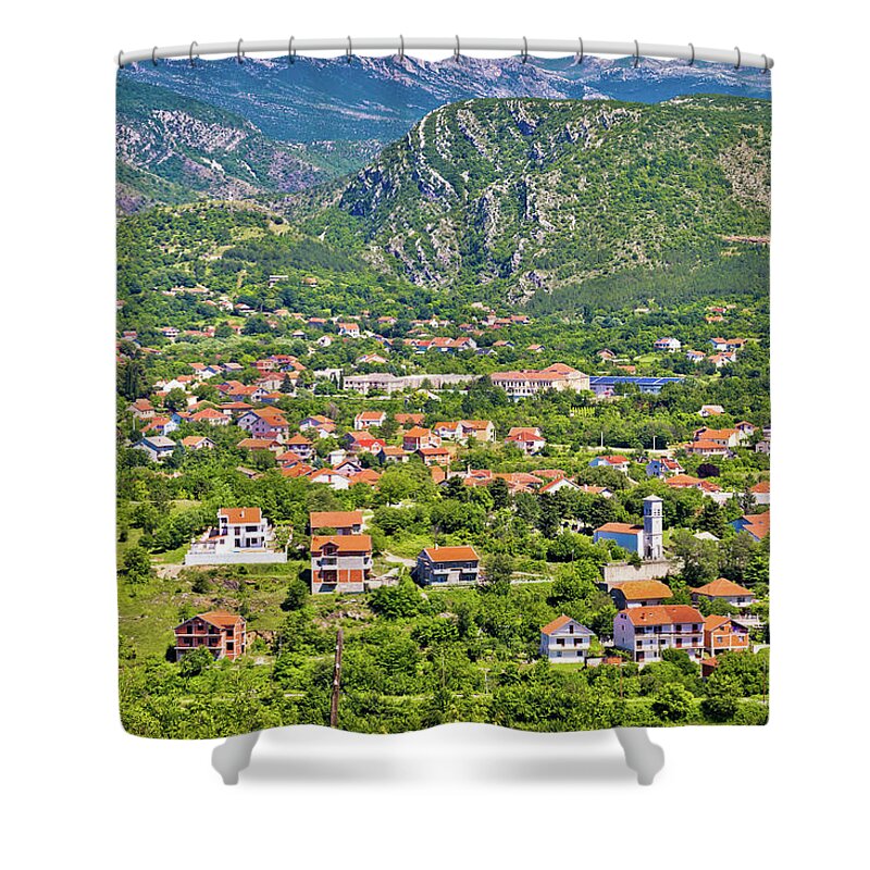 Croatia Shower Curtain featuring the photograph Town of Knin and Dinara mountain by Brch Photography