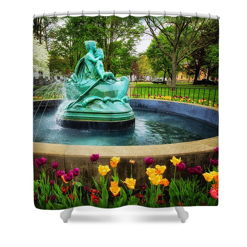 Town Square Fountain Shower Curtain featuring the photograph Town Square Fountain by Carolyn Derstine