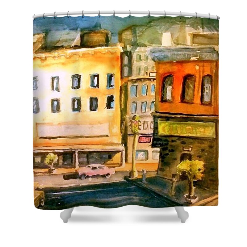 Cityscape Shower Curtain featuring the painting Town by Steven Holder