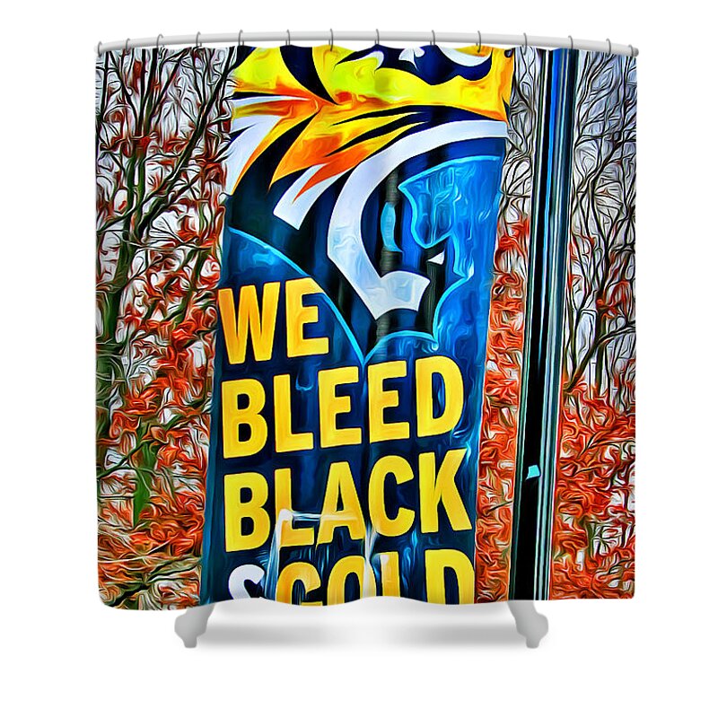 Towson University Shower Curtain featuring the digital art Towson Tigers Black and Gold by Stephen Younts