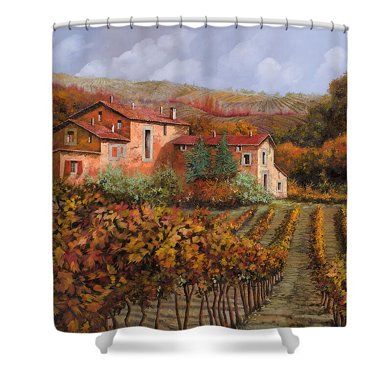 Wine Shower Curtain featuring the painting nelle vigne di Montalcino by Guido Borelli