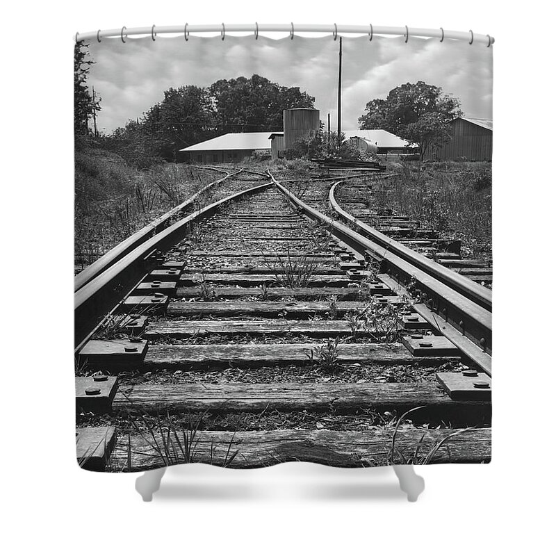 Railroad Tracks Shower Curtain featuring the photograph Tracks by Mike McGlothlen